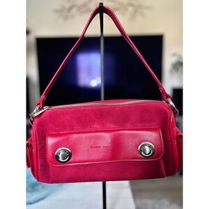 Vintage Marc Jacobs Cherry Red Suede and Leather Shoulder Bag